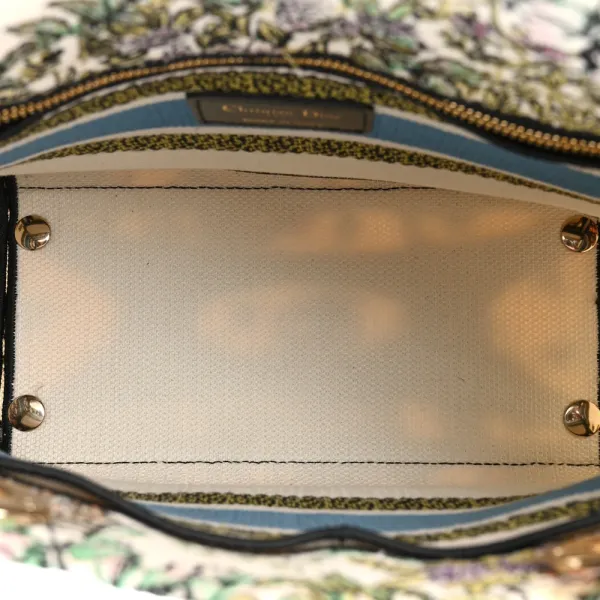 Dior Medium D-Constellation Lady D-Lite Latte Multicolor Embroidered Canvas Gold Hardware - Image 7