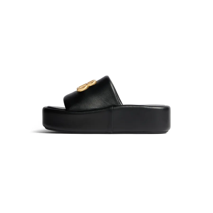 BALENCIAGA RISE Women's thick - soled black round - toed slippers