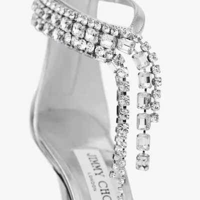 JIMMY CHOO Silver vintage metallic  texture leather high heeled sandals