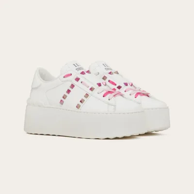 VALENTINO Women's multicolored studded calfskin platform sneakers