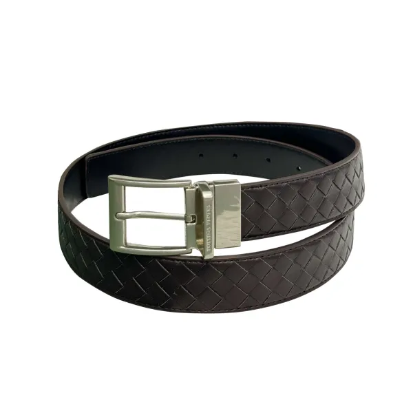 Bottega Veneta Men's Watch Buckle Intrecciato Belt In Black/Grey/Blue/Coffee Calfskin With Silver/Gun Black Hardware 35mm - Image 7