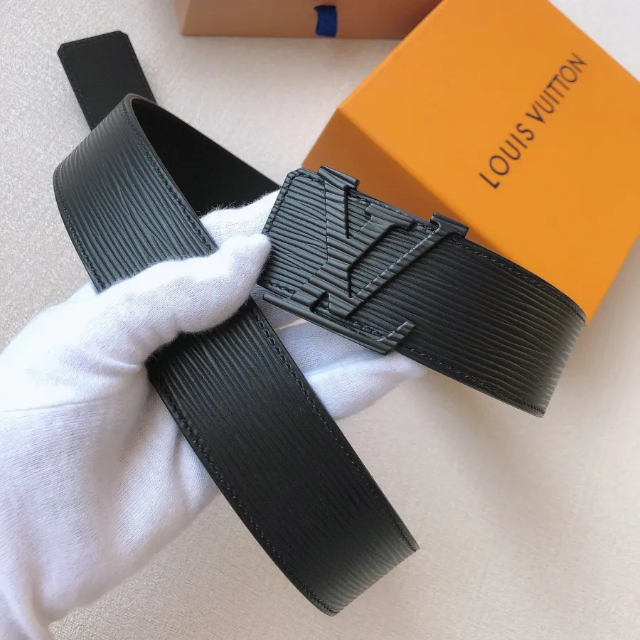 Louis Vuitton Men's Initiales Epi Belt In Black Calfskin With Black/Gold/Silver Hardware 40mm