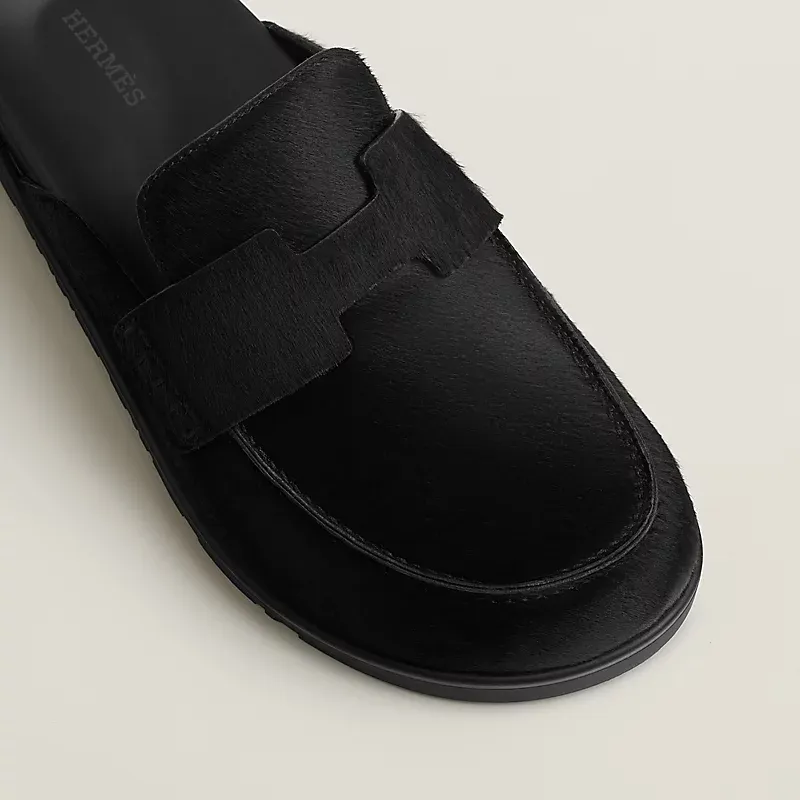 HERMES Go Mule Black Slippers