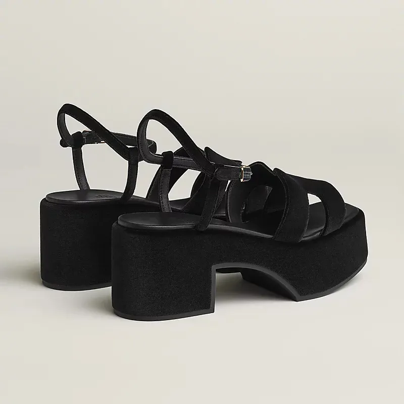 HERMES Jam Black High Heels Sandal