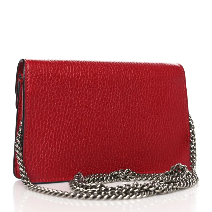 Gucci Mini Super Dionysus Shoulder Bag Hibiscus Red Calfskin Leather Aged Silver Hardware