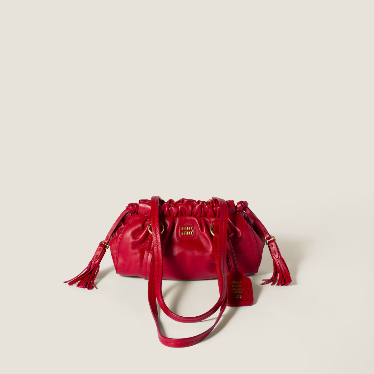 Miu Miu Joie Nappa Acolchoado de Pele de Cordeiro Vermelho Bolsas de Ombro