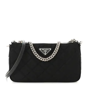 Prada Small Crossbody Bag Black Quilted Nylon Tessuto Impuntu Silver Hardware