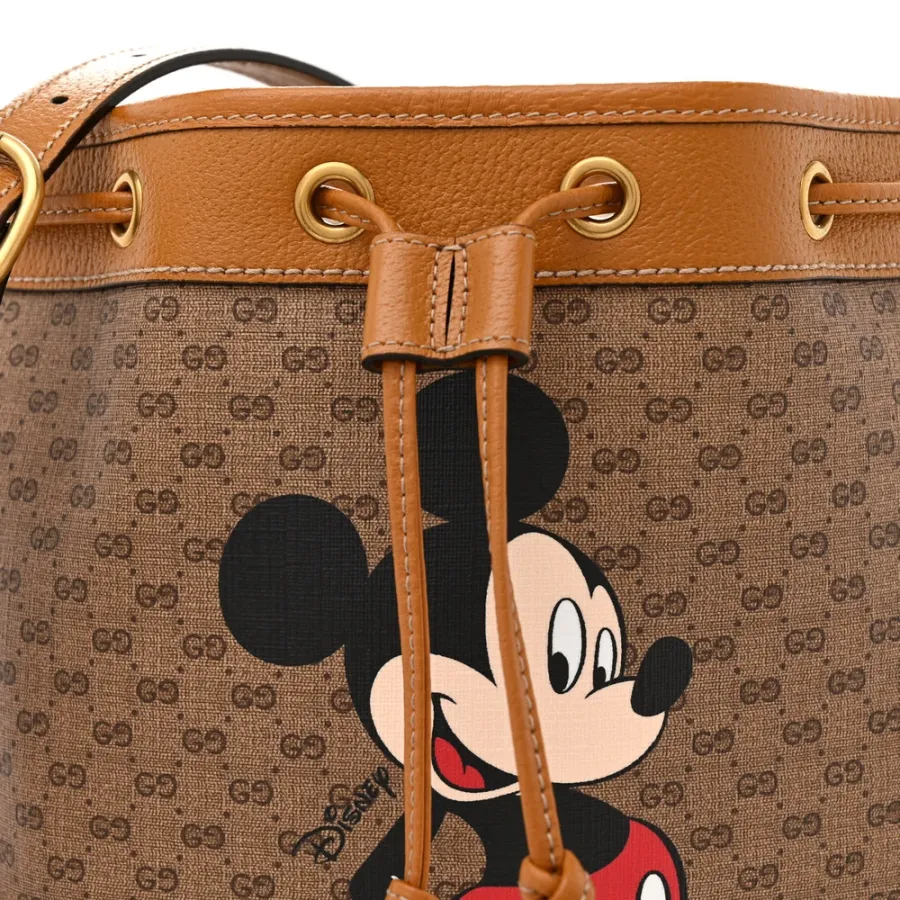 Gucci x Disney Mini Bucket Bag Beige / Vintage Sun Oil GG Supreme Monogram Coated Canvas Gold Hardware