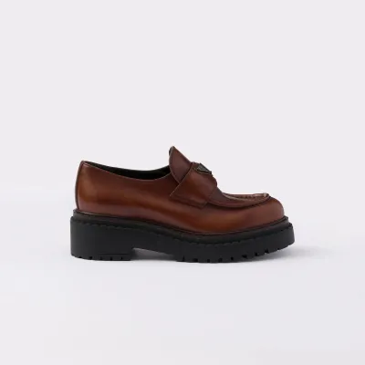 PRADA Cognac leather loafers