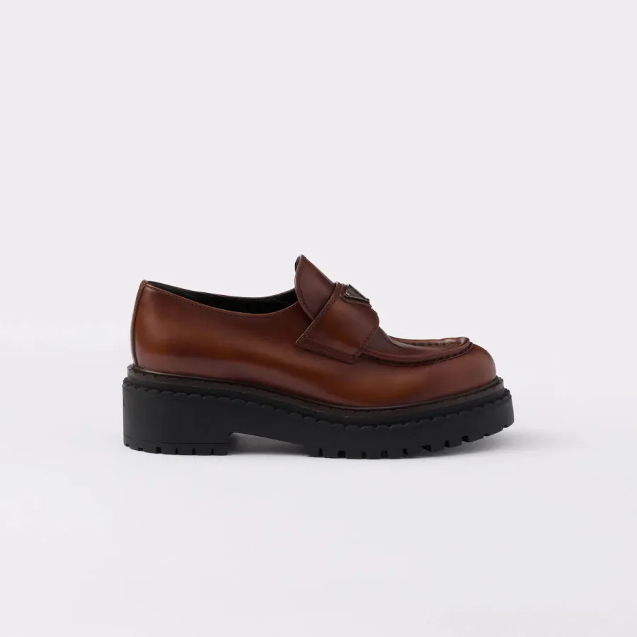 PRADA Cognac leather loafers