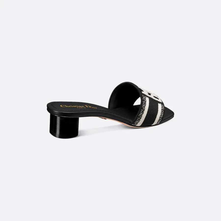 Dior black thick bottom square head high-heeled slippers