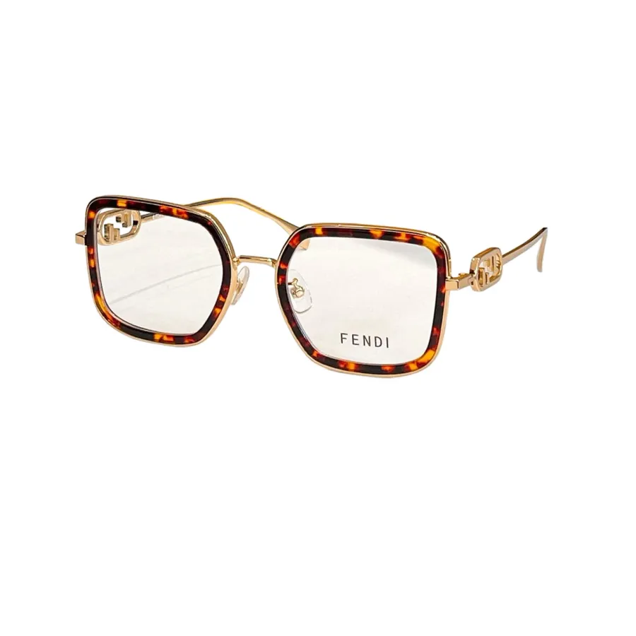 Fendi square frame glasses silver/gold/red gold/green gold/leopard gold/brown leopard/eggplant/black silver/red brown/green/brown monogram color Size 55口19-145