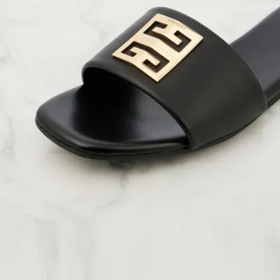 GIVENCHY Black leather cool slippers