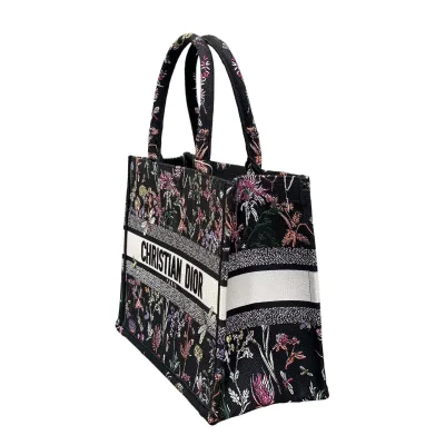 Dior Medium Dior Book Tote Black Multicolor Dior Herbarium Embroidery