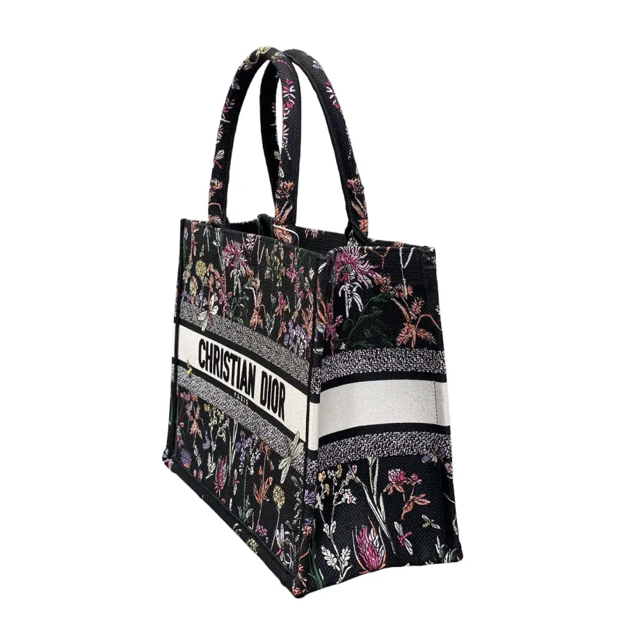 Dior Medium Dior Book Tote Black Multicolor Dior Herbarium Embroidery
