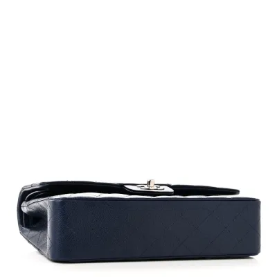 Designer Handbags | Blue Quilted Caviar Leather