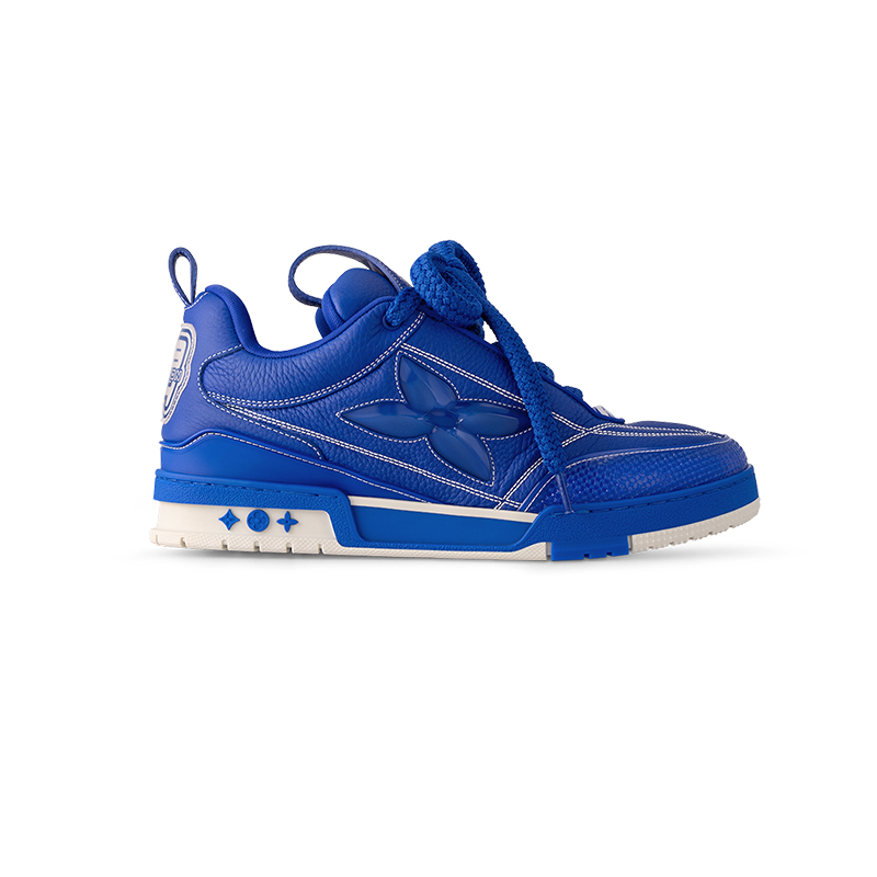 Louis Vuitton Tênis de skate em pele de bezerro azul granulado para homens