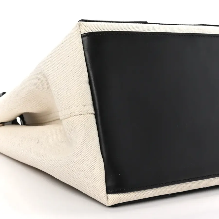 Balenciaga Small Navy Cabas Natural/Black Cotton Canvas