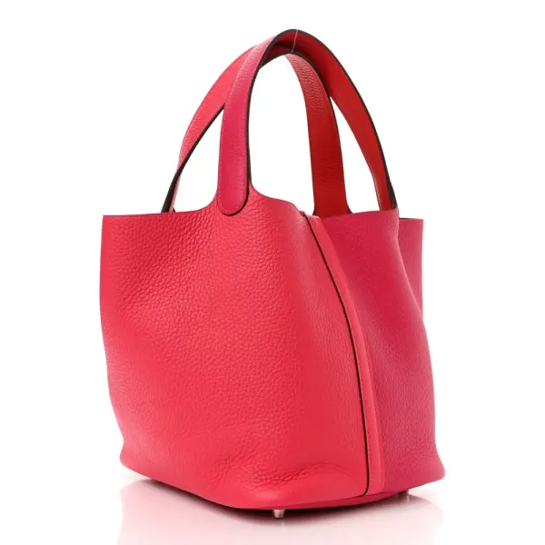 Hermès Casaque Picotin Lock 22 MM Rose Extrême / Rose Mexico / Rouge de Coeur Taurillon Clemence Leather Palladium Silver Hardware - Image 3