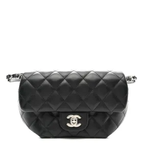 Chanel CC Uniform Flap Belt Bag Small Black Quilted Calfskin Leather Silver Hardware