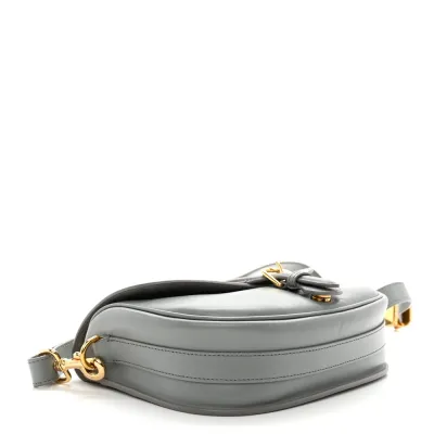 Dior Medium Bobby Flap Bag Grey Box Calfskin Leather Brass Hardware