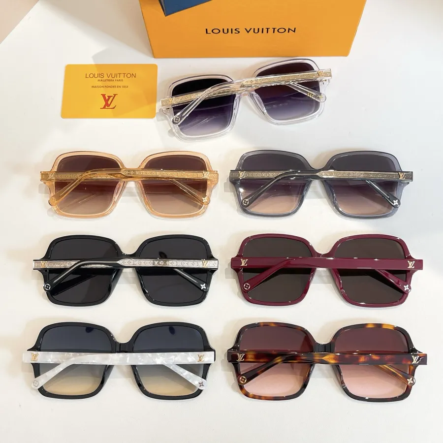 Louis Vuitton square frame glasses leopard/red/tawny/grey/black white/black/eggplant color Size 56口17-145