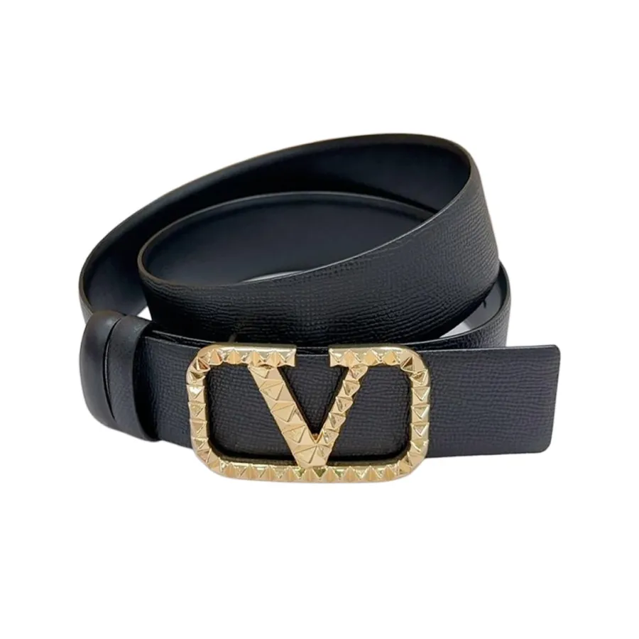 Valentino V Buckle With Rockstud Belt In White/Black/Blue/Brown/Red Calfskin With Black/Gold/Silver Hardware 40mm