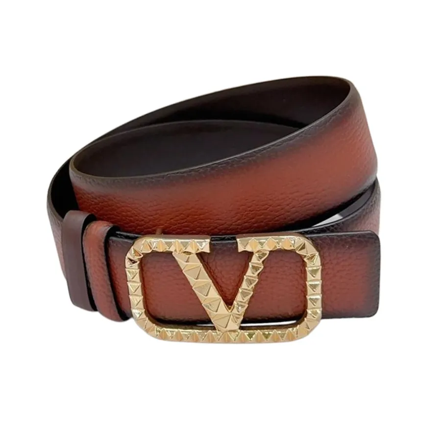 Valentino V Buckle With Rockstud Belt In White/Black/Blue/Brown/Red Calfskin With Black/Gold/Silver Hardware 40mm