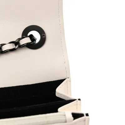 Chanel Trendy CC Wallet On Chain (WOC) Mini White Quilted Lambskin Leather Black Hardware
