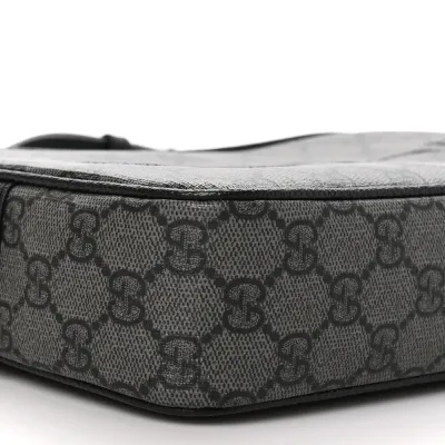 Gucci Mini Shoulder Bag Grey/Black GG Supreme Monogram Canvas Aged Silver Hardware