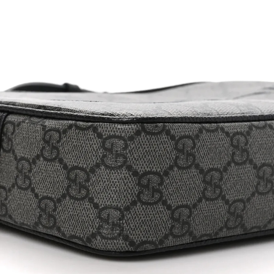 Gucci Mini Shoulder Bag Grey/Black GG Supreme Monogram Canvas Aged Silver Hardware