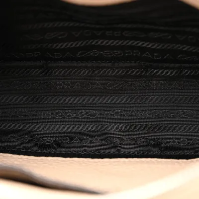 Prada Small Camera Crossbody Bag Sand Vitello Daino Leather Silver Hardware