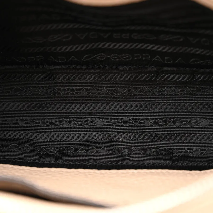 Prada Small Camera Crossbody Bag Sand Vitello Daino Leather Silver Hardware