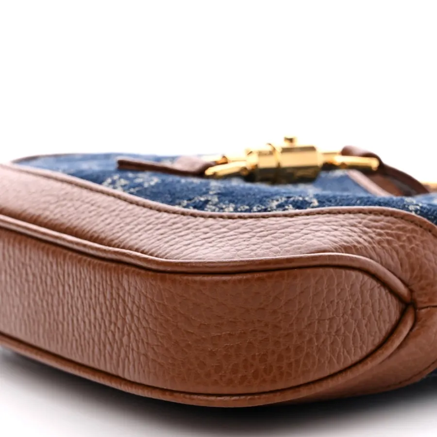 Gucci Mini Jackie 1961 Hobo Blue Tea / Cuir New Denim GG Monogram & Calfskin Leather Gold Hardware
