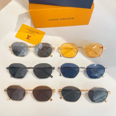 Louis Vuitton round frame glasses black gold/brown/orange/blue/black/black monogram color Size 54口19-142