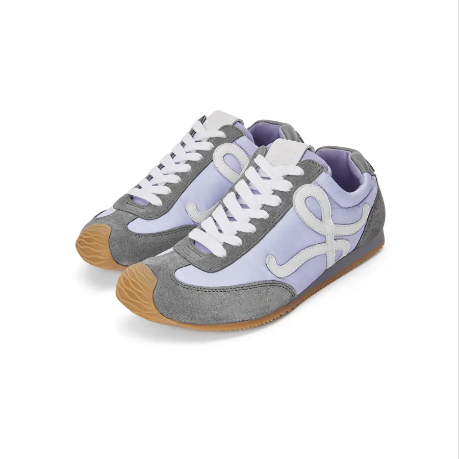 LOEWE Grey Puple Nylon and cow leather Ballet Runn er 2.0 sneakers for women