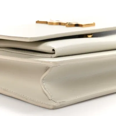 Saint Laurent Small Sunset Chain Wallet Crema Soft Monogram Calfskin Leather Gold Hardware