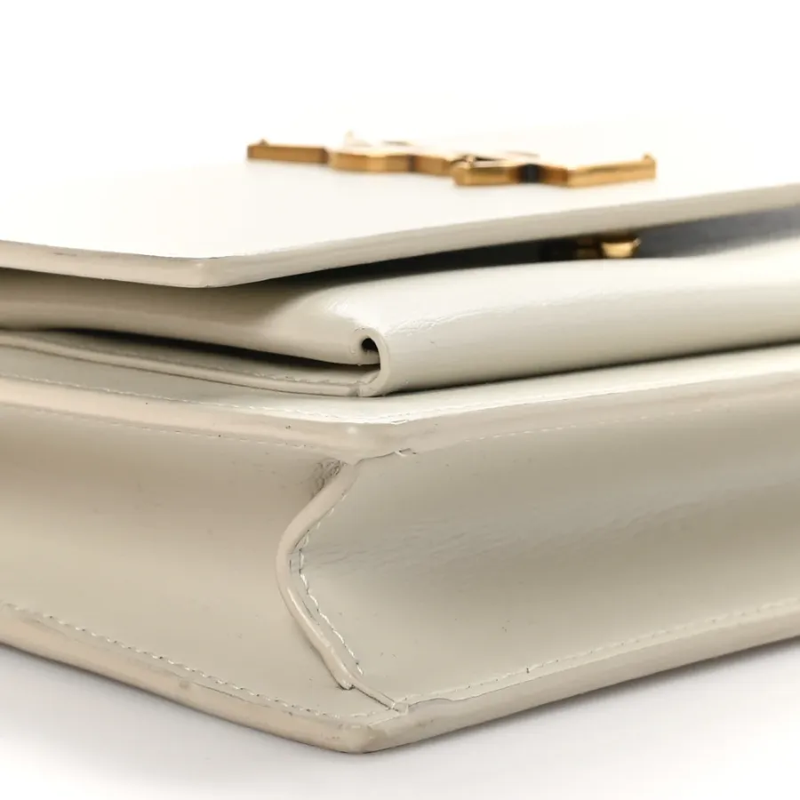 Saint Laurent Small Sunset Chain Wallet Crema Soft Monogram Calfskin Leather Gold Hardware