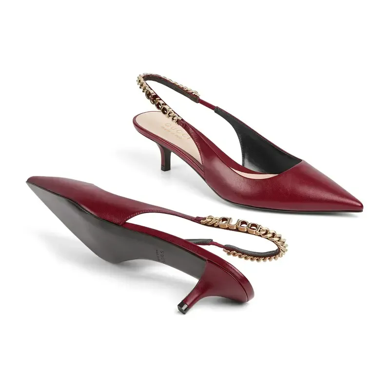 Gucci red pointed heels high heels shoes Rear lace up high heels