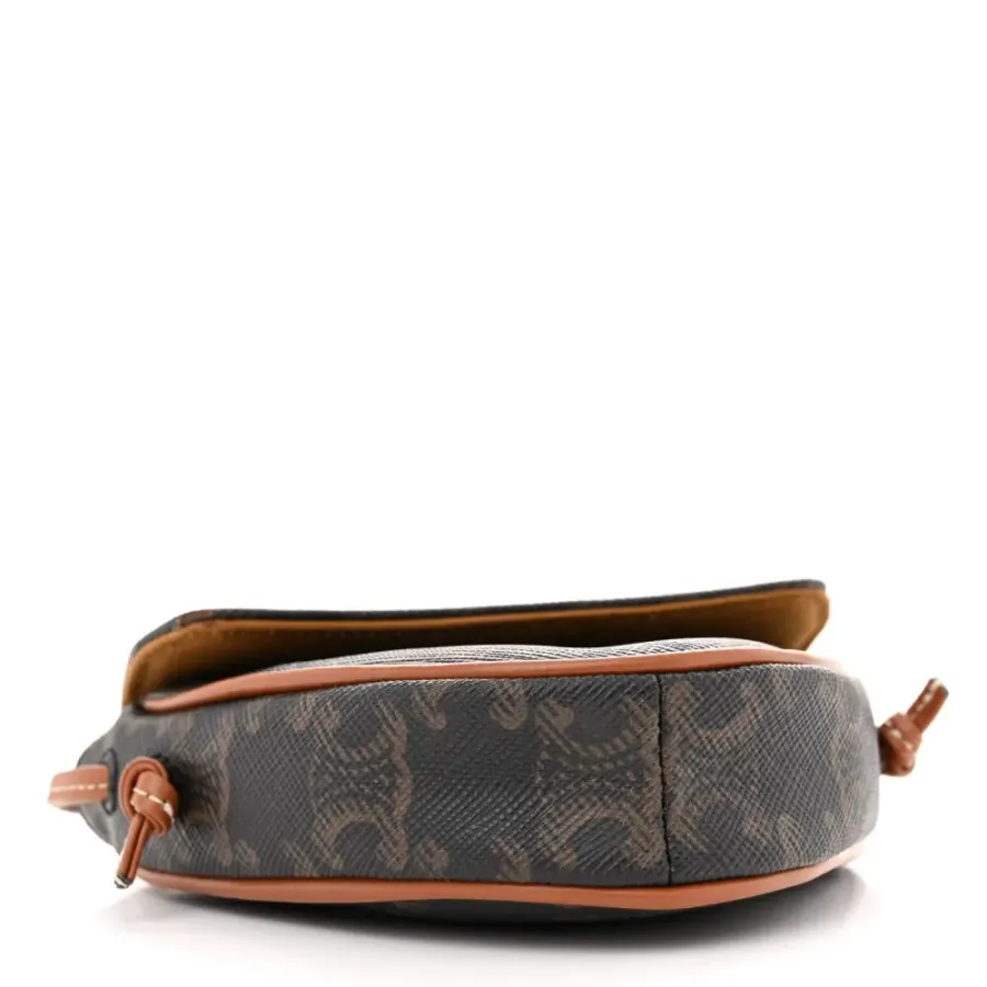 Celine Mini Triangle Crossbody Bag Tan Triomphe Canvas Gold Hardware