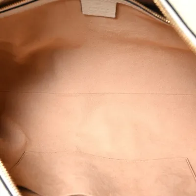 Gucci Medium Ophidia Boston Bag Mystic White Suede & Patent Leather GG Web Gold Hardware