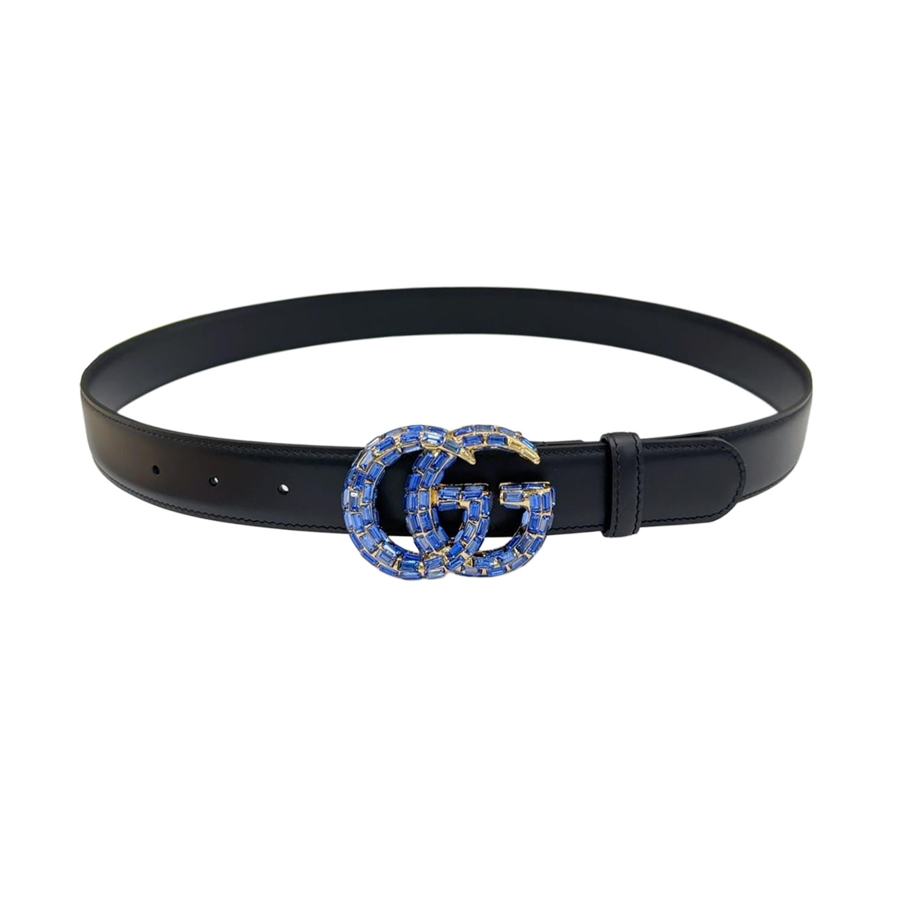 Gucci Feminino Fivela GG Com Cristais Cinto Fino Marmont Em Preto/Vermelho/Cáqui/Branco/Cinza/Verde Couro Bezerro Liso Com Ferragens Douradas/Prateadas 30mm