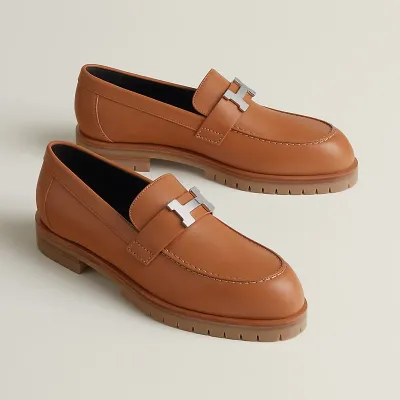 HERMES Faubourg Brown Loafers