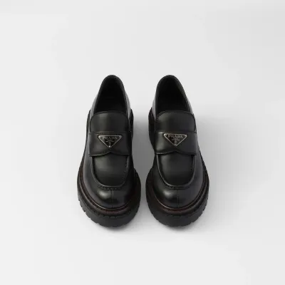 PRADA Black leather loafers