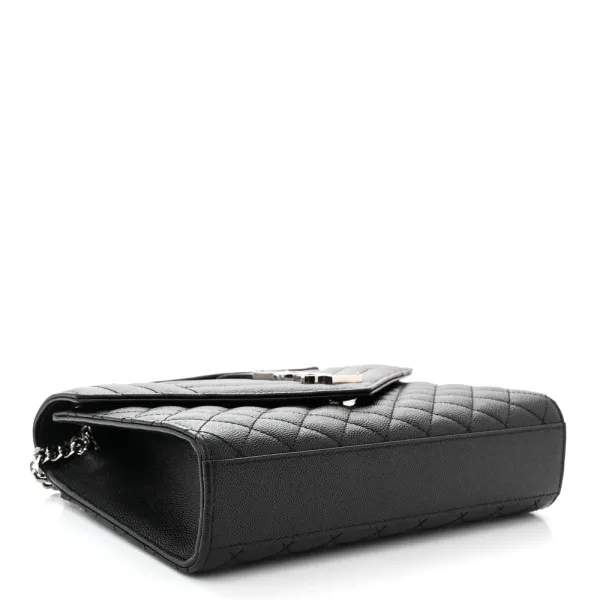 Saint Laurent Medium Satchel Black Triquilt Monogram Grain De Poudre Textured Mixed Matelasse Leather Silver Hardware - Image 6