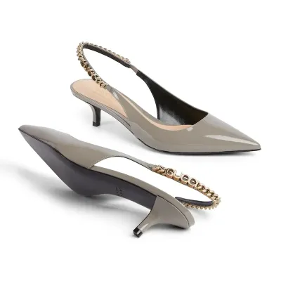 Gucci grey  patent leather pointed heels high heels shoes Rear lace up high heels