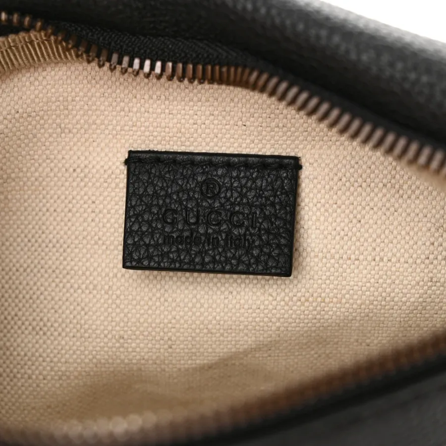 Gucci Small Logo Belt Bag Black Grained Calfskin Leather Aged Gold Hardware