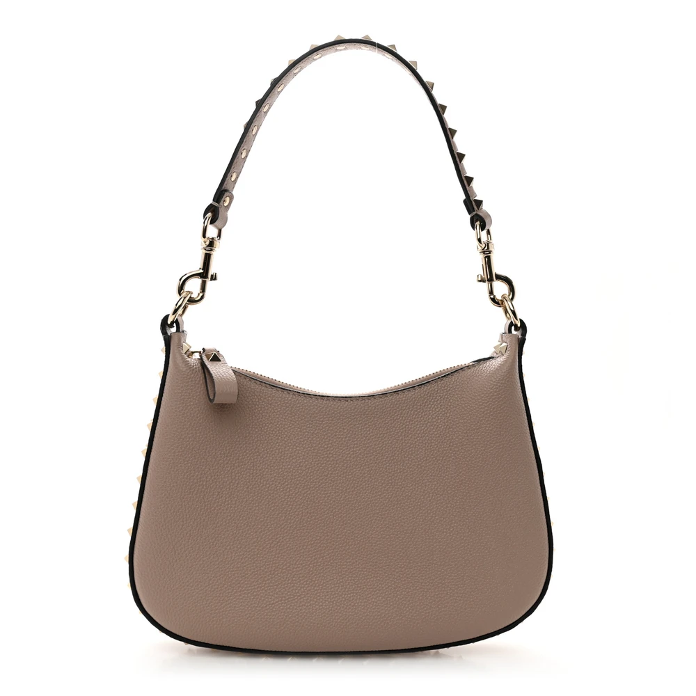 Valentino Garavani Mini Rockstud Hobo Poudre Couro Bezerro Granulado Hardware Dourado