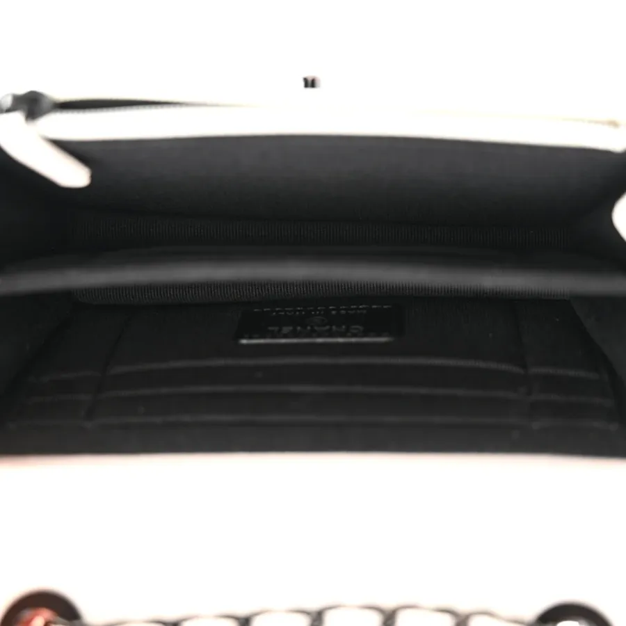 Chanel Trendy CC Wallet On Chain (WOC) Mini White Quilted Lambskin Leather Black Hardware