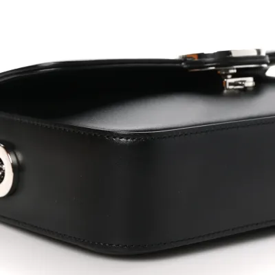 Gucci Small Petite GG Top Handle Shoulder Bag Black Calfskin Leather Silver Hardware